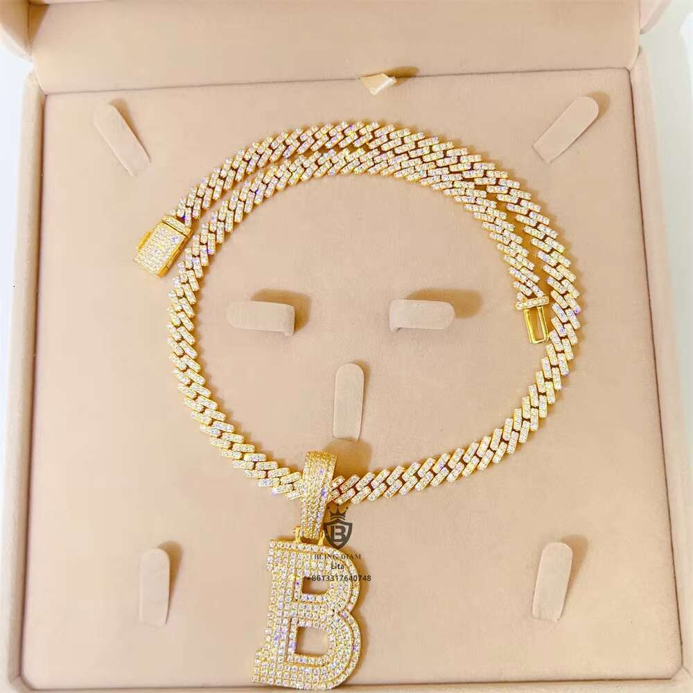Bling Fine Hip Pop Iced Out Lab Diamonds Moissanite Miami Cuban Link Chain Necklace Piercing Jewelry