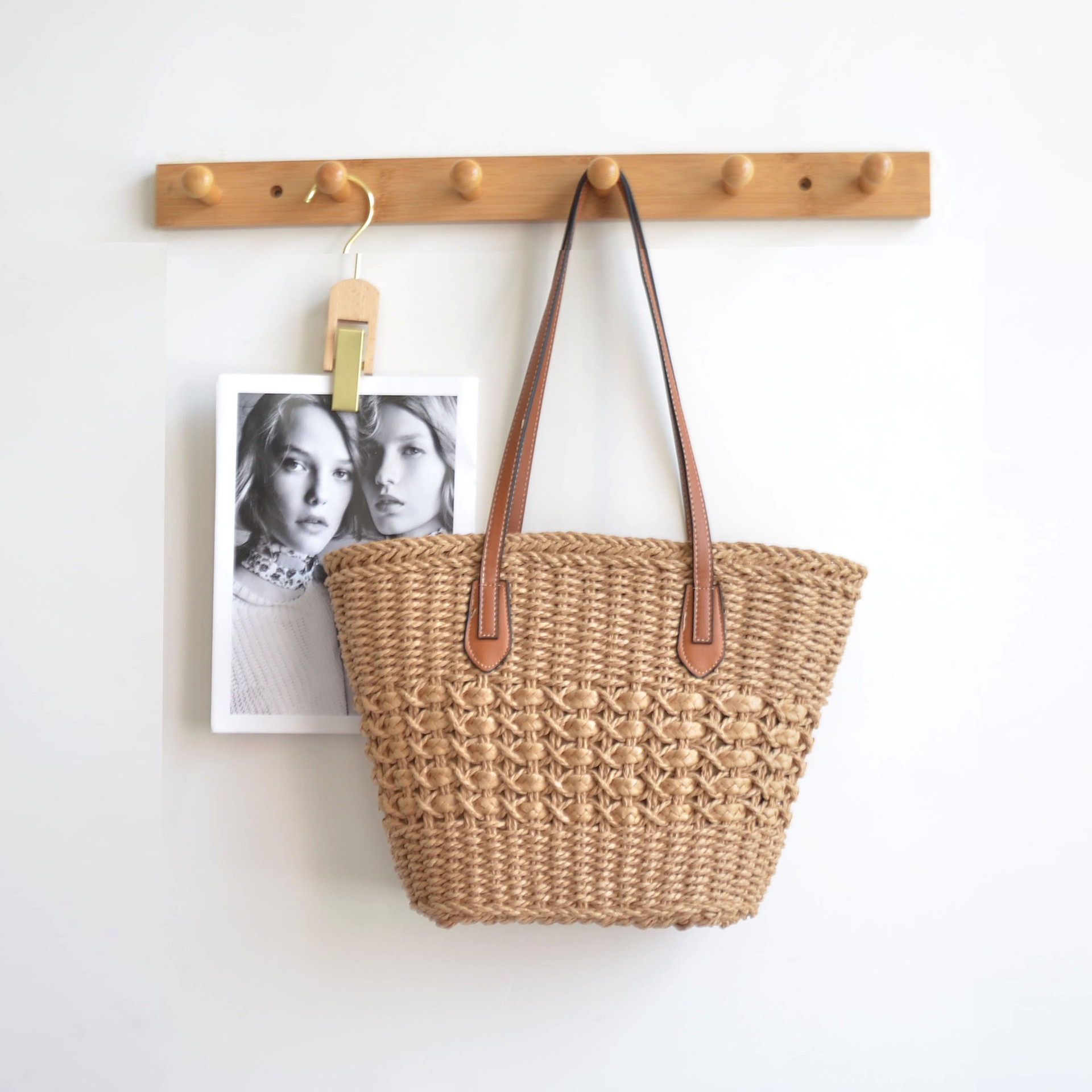 Large Capacity Straw 2023 Summer New Hand-Woven Tote Shoulder Beach Bag Bohemian Style Women's Handbag Shopping Basket