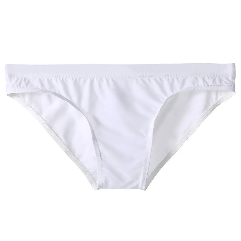 Sexy Mens Low Waist Ice Silk Raised Pocket Fabric Solid Color Transparent Bikini Tight Breathable Underwear Pump 250417