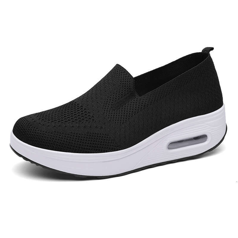 2025 plus size solid color breathable fly woven one foot women's sports shoes, sock mouth casual shoes