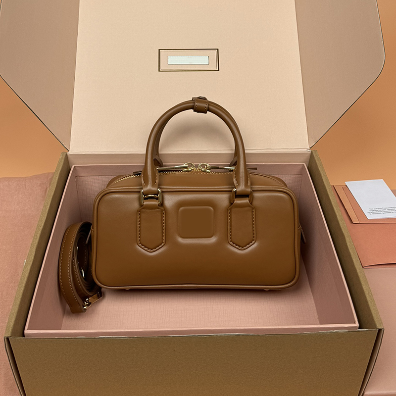 Calfskin Leather Handbag Designer Shoulder Bag 22CM Woman's Bowling Bag With Box M2503212A