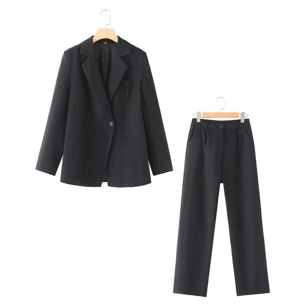 2024Zar * Spring/Summer New Women's Fashion Casual European American Style One Button Suit Coat And Pants Set