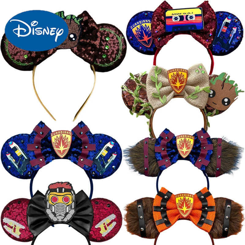 Disney Guardians Galaxy Female Headband Marvel Groot Headband Girl Star Lord Bow Rocket Raccoon Ear Accessories X250425