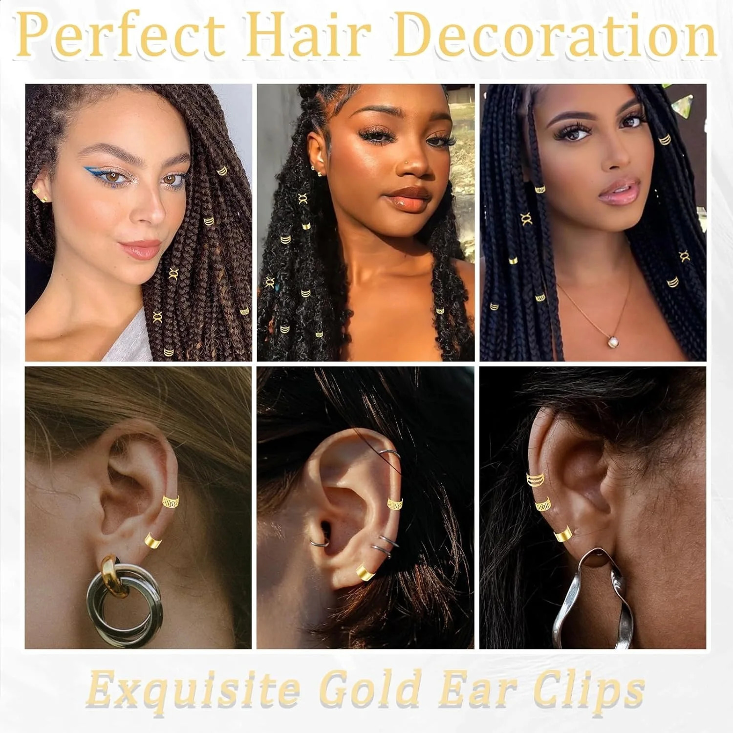 40 pieces of braided hair jewelry golden cuffs multi style rings adjustable beads 250417