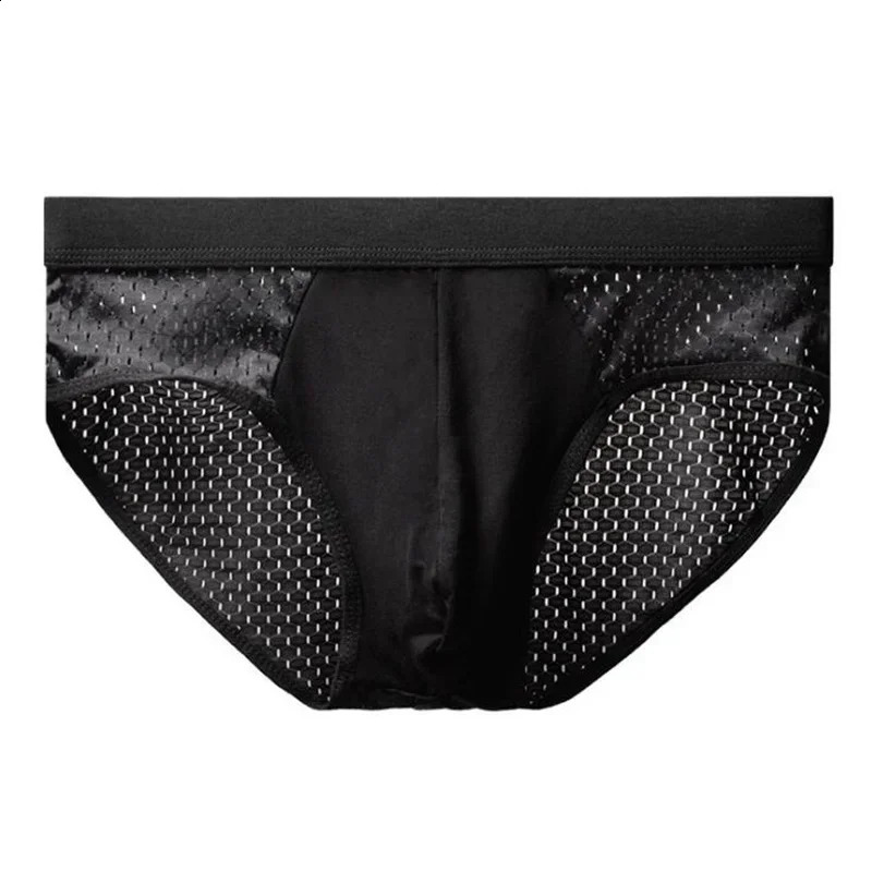 Mens ice silk underwear breathable bamboo carbon fiber antibacterial and comfortable hollow cold y250417