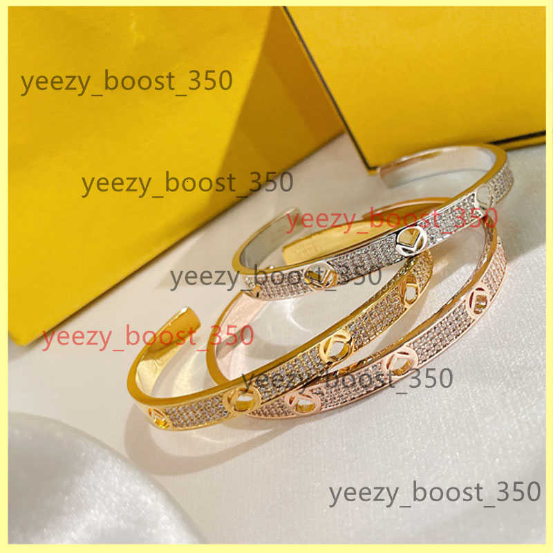 Fashion Designer bangle Bracelet For Mens Women Full Diamond Gold Letters Bracelets Gifts Womens fendinily fendis Luxury Love Bracelets Jewelry