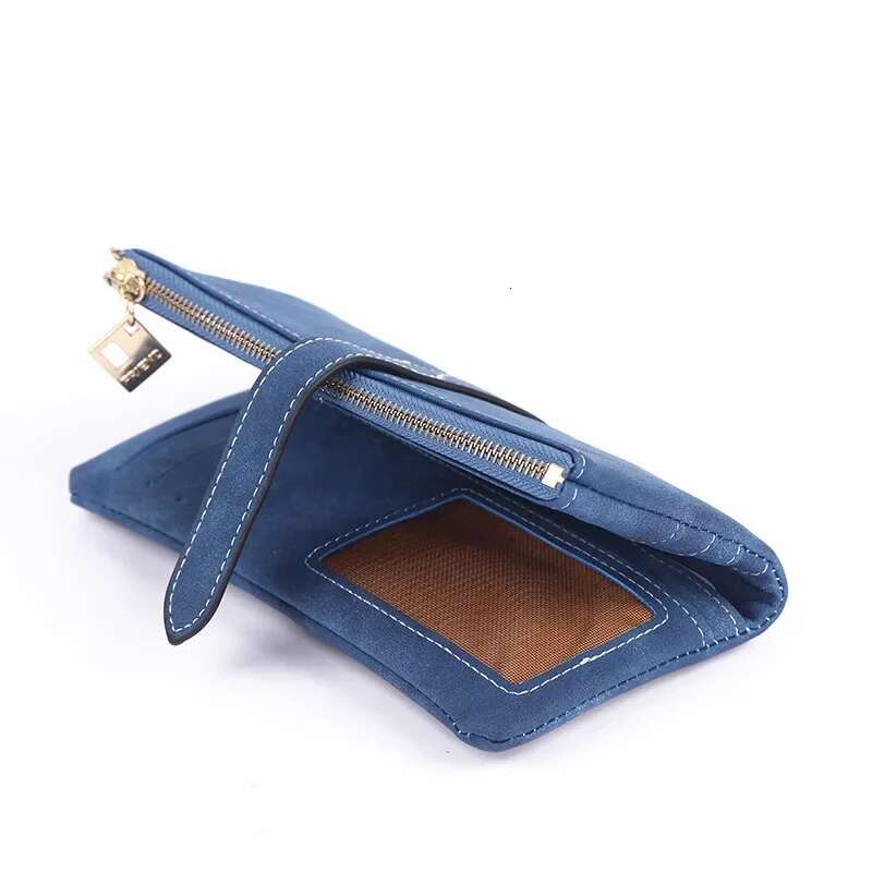 2023 New Fashion Women Wallets Drawstring Nubuck Leather Zipper Wallet Women's Long Design Purse Two Fold More Color Clutch