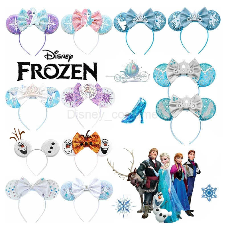 Disney Frozen hair accessories for women Elsa Princess Anna Snowflake Mickey Mouse Ear Headband for girls Crown Bow glitter Ora X250425