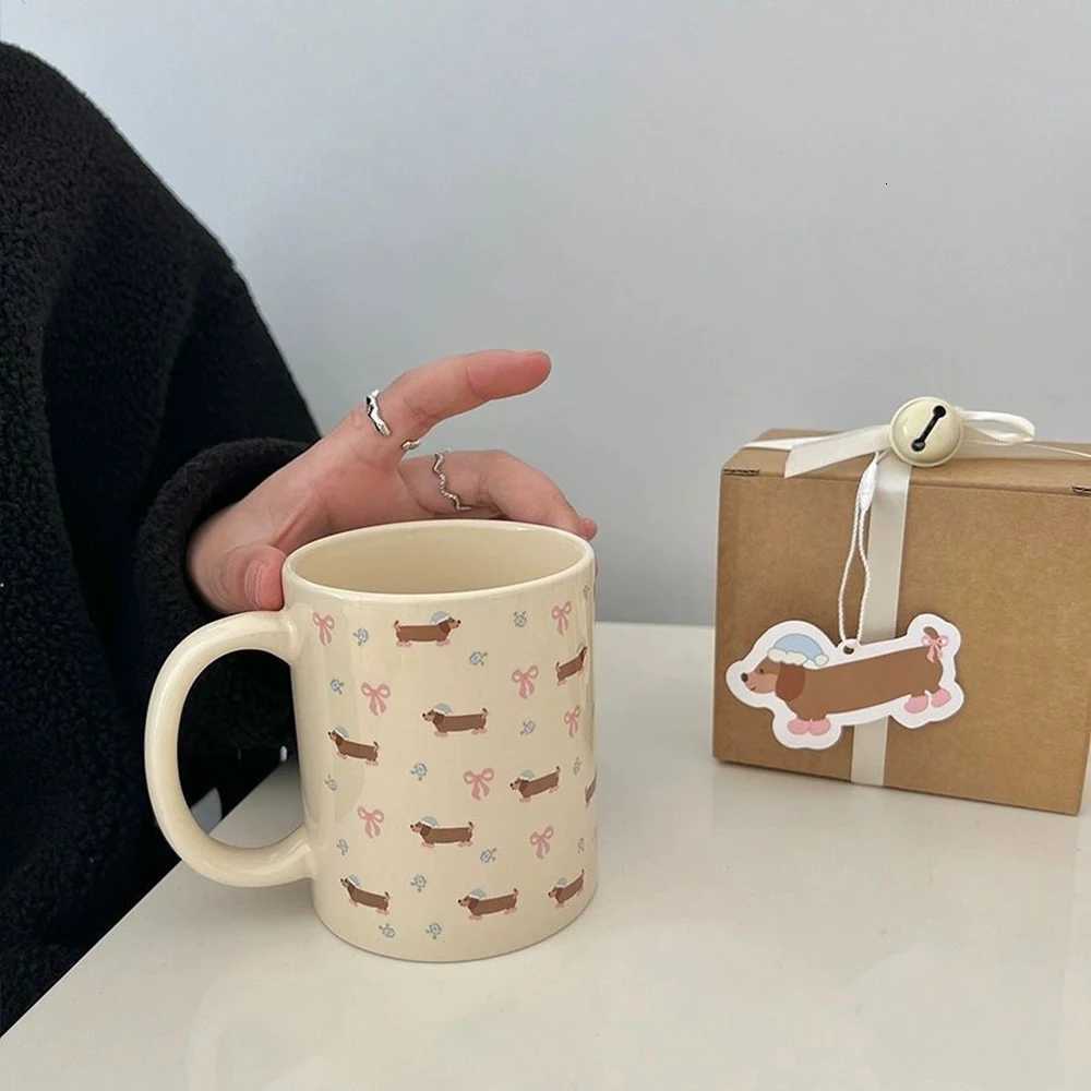 340ML Coffee Mug Cute Dachshund Dog Pattern Ceramic Cup with Handle Coffee Tea Milk Cups Breakfast Water Cup Kitchen Drinkware Y251125