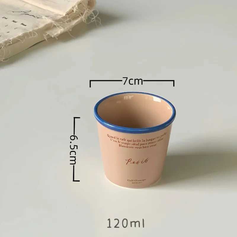 Straight Water Cup Creative Japanese Letter Large Capacity Ceramic Coffee Cups Couple Household Mug Vintage Drinkware Y251125
