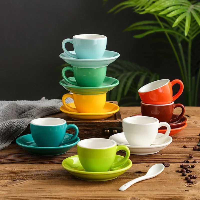 75ml Cappuccino Creative Cup Latte Art Cup Coffee Cup Dish Set European Colored Afternoon Tea Cup Water Cup Espresso Cup Y251125
