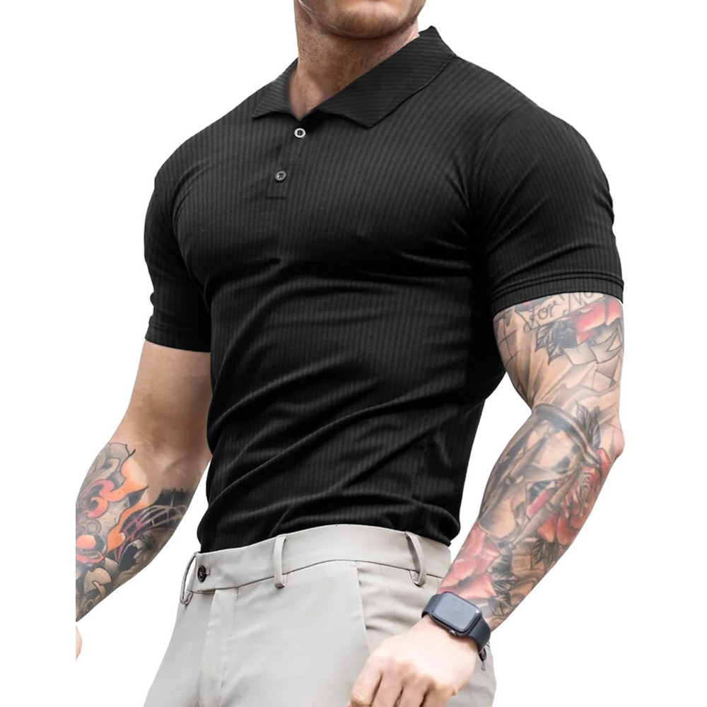 Mens Polo shirt Men's Muscle Polo Shirts Casual Golf Tops Polos shirts tshirt Casual tops summer clothes Short sleeve