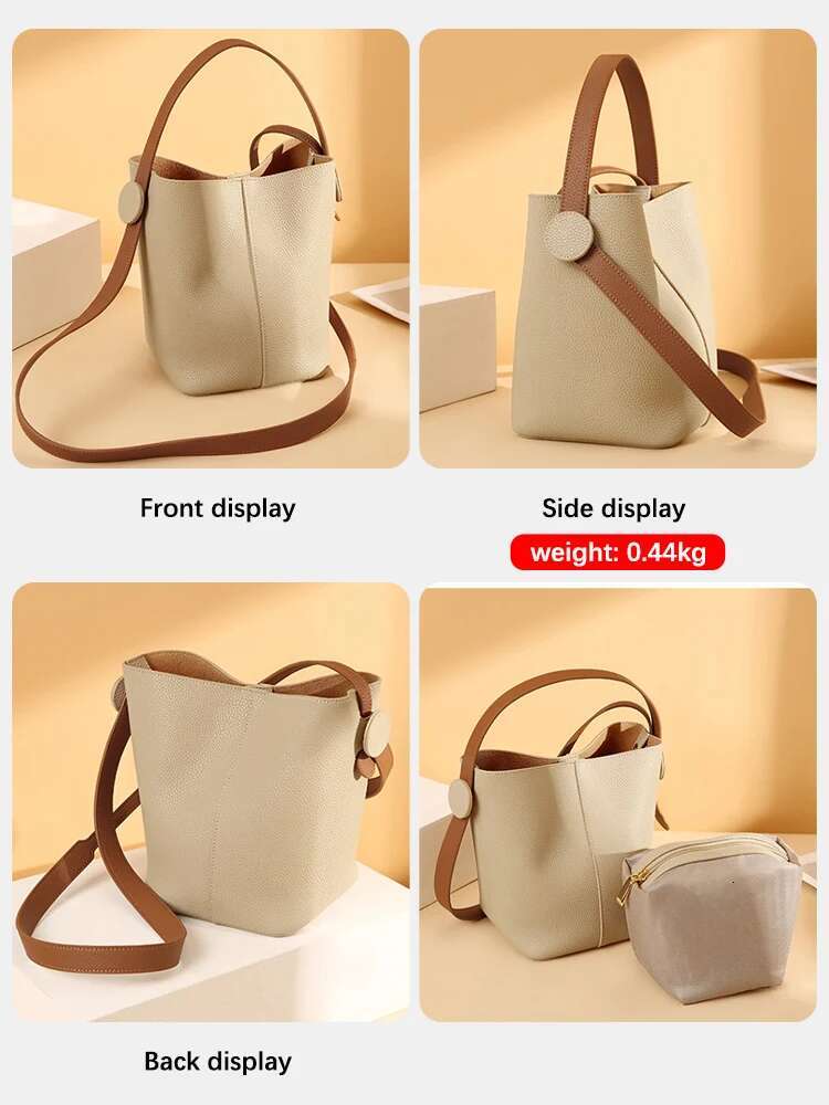 Zency Genuine Leather Large Shopper Shoulder Bag Female Simple High Quality Bucket Handbag Tote Underarm Women Long Strap Bags