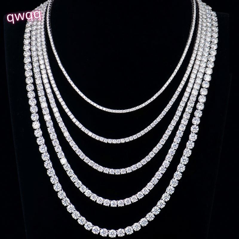 Fine Jewelry 2-6mm Hip Hop Men 925 Sterling Silver Ice Out Vvs Mossanite Moissanite Diamond Tennis Necklace Chain for Women Men