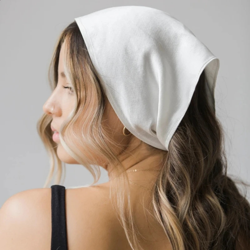 Black Lightweight Linen Head Scarf with Ties Triangle Hair Kerchief for Women Summer Head Cover Unisex Triangle Scarf Headscarf 250424