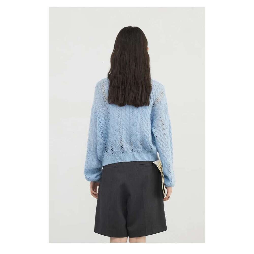 CHIC VEN Cardigan Loose Casual Mohair Hollow Knitted Sweaters Female Short Jumpers Spring Summer 2025 Tops