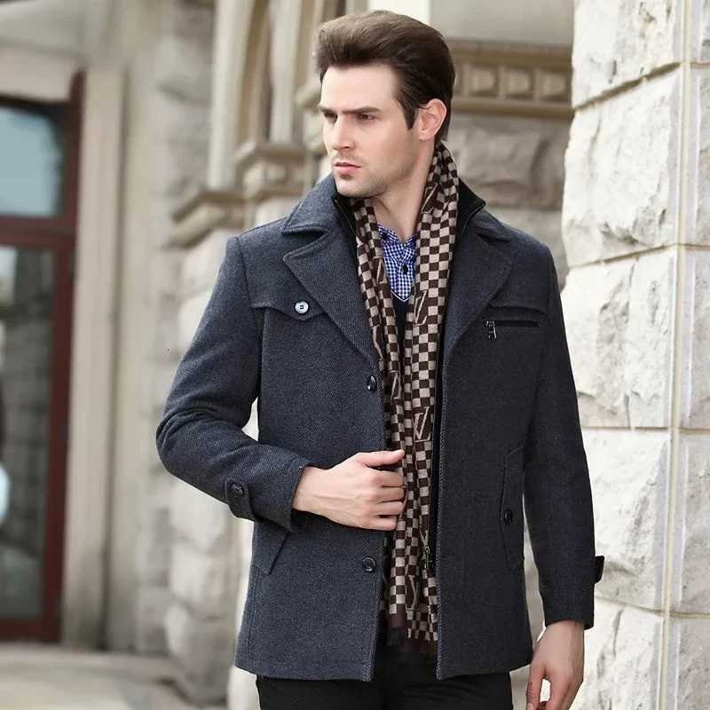 MRMT 2024 Brand New Mens Wool Windbreaker Middle Long Mens Wool Coat Mens Windbreaker Coat Outer Wear Clothing GarmentT251125