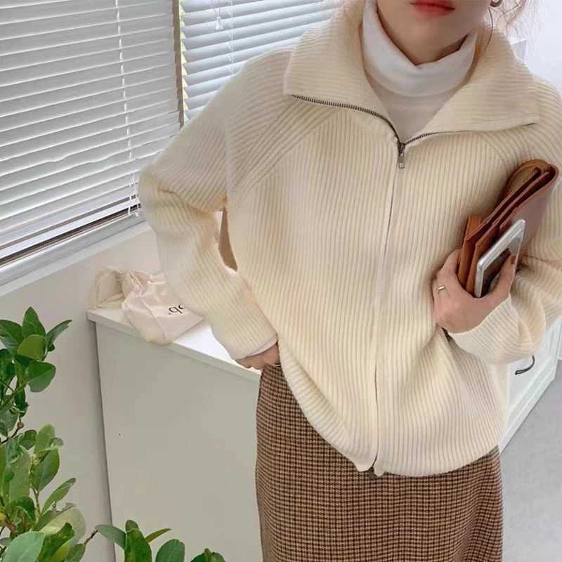Rib Knit Zip Up Cardigan for Women Zipper Front Raglan Long Sleeve Sweater Jacket Coat Comfy Knitwear Fall Winter Vintage OutfitT251125