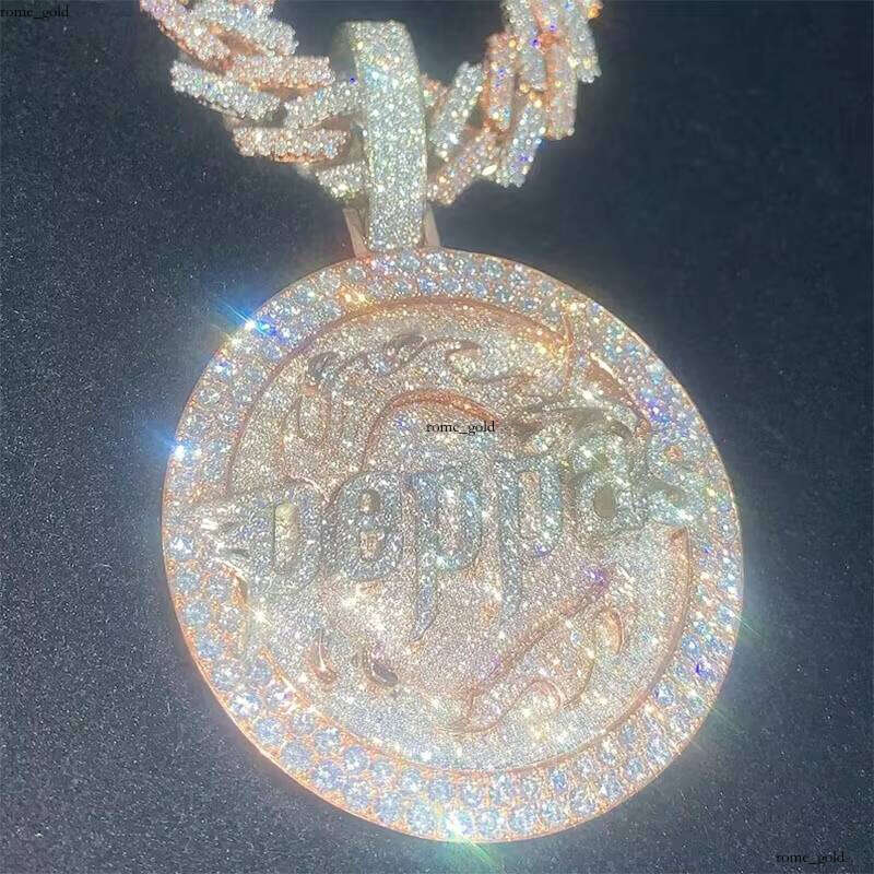 Custom Hip-Hop Jewelry VVS Moissanite Moissanite Name Logo Iced Out Pendant