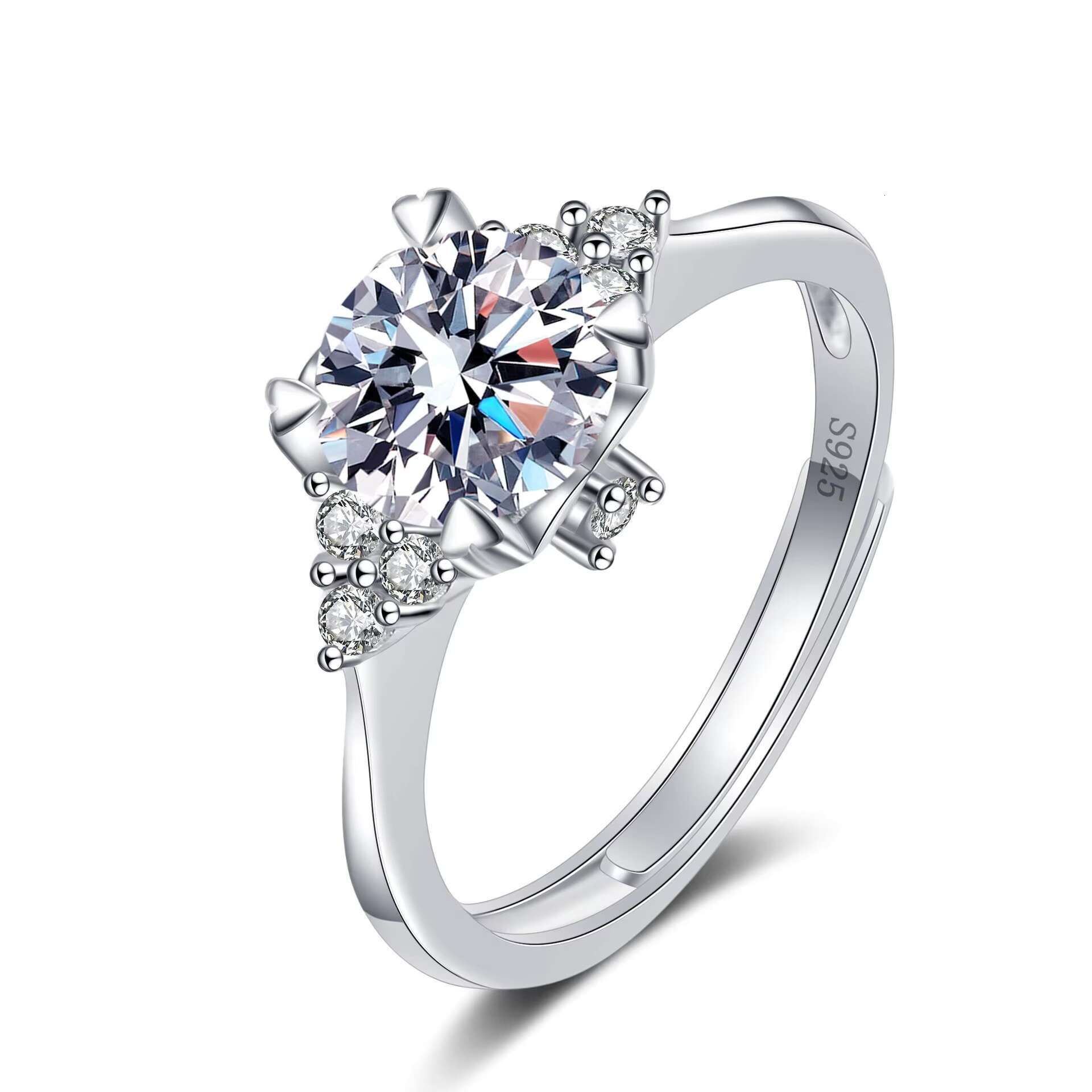 Jewelry Factory Wholesale Price Adjustable DEF/VVS Round Brilliant Cut Engagement Wedding Custom GRA Certified Moissanite Ring
