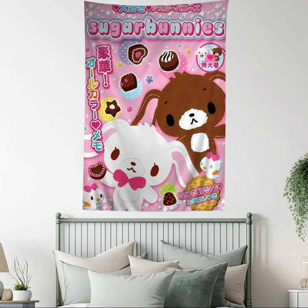 S-Sugarbunnies Printed Large Wall Tapestry Hanging Tarot Hippie Wall Rugs Dorm Cheap Hippie Wall HangingM251125