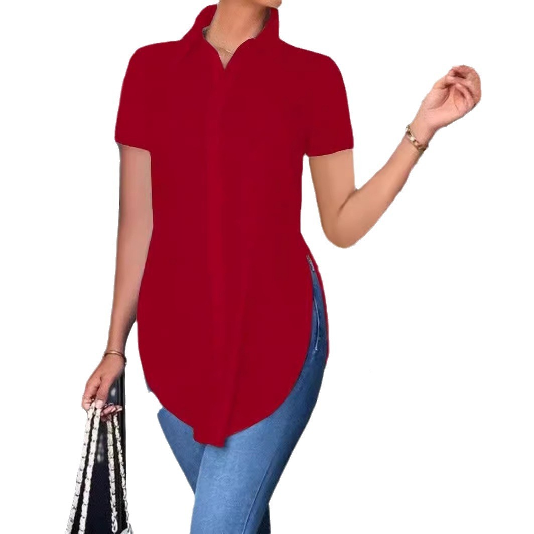 2024 Summer Fashion Simple POLO Collar Womens Shirt Womens Shirt