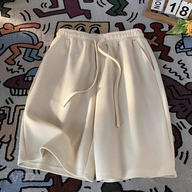 Shorts Men's Summer 2025 Solid Color Waffle Large Loose Basketball Running Beach Five Point Casual Sports Pants