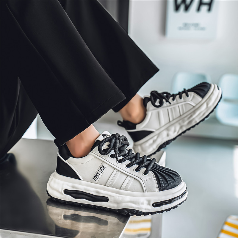 Free shipping 2025 spring summer trendy men shoes new casual sneakers thick sole height increasing running shoes size 39-44
