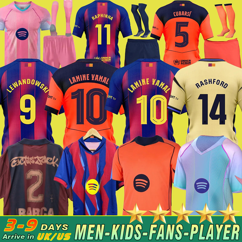 25 26 LAMINE YAMAL Lewandowski RASHFORD soccer jerseys OLMO GAVI Raphinha FERRAN 2024 2025 football shirts kids home away men kids kit fans player Copa del Rey FINAL