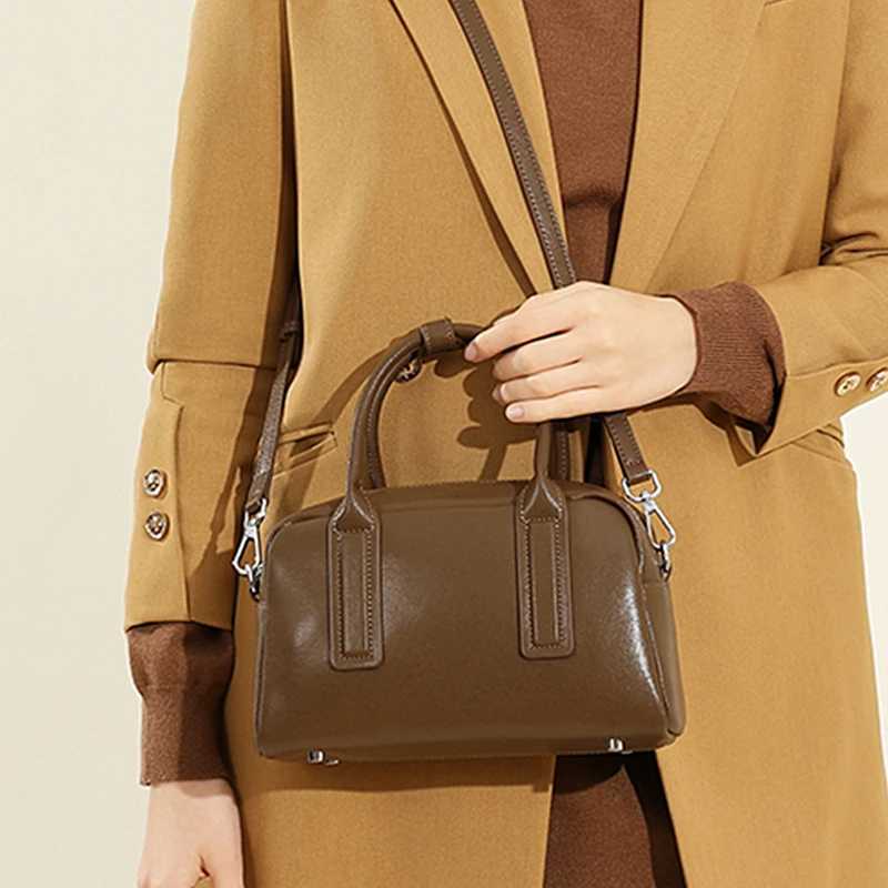 Burminsa Vintage Genuine Leather Pillow Small Shoulder Bags For Women 2025 Luxury Designer Crossbody Purses Tote Ladies Handbags W250421