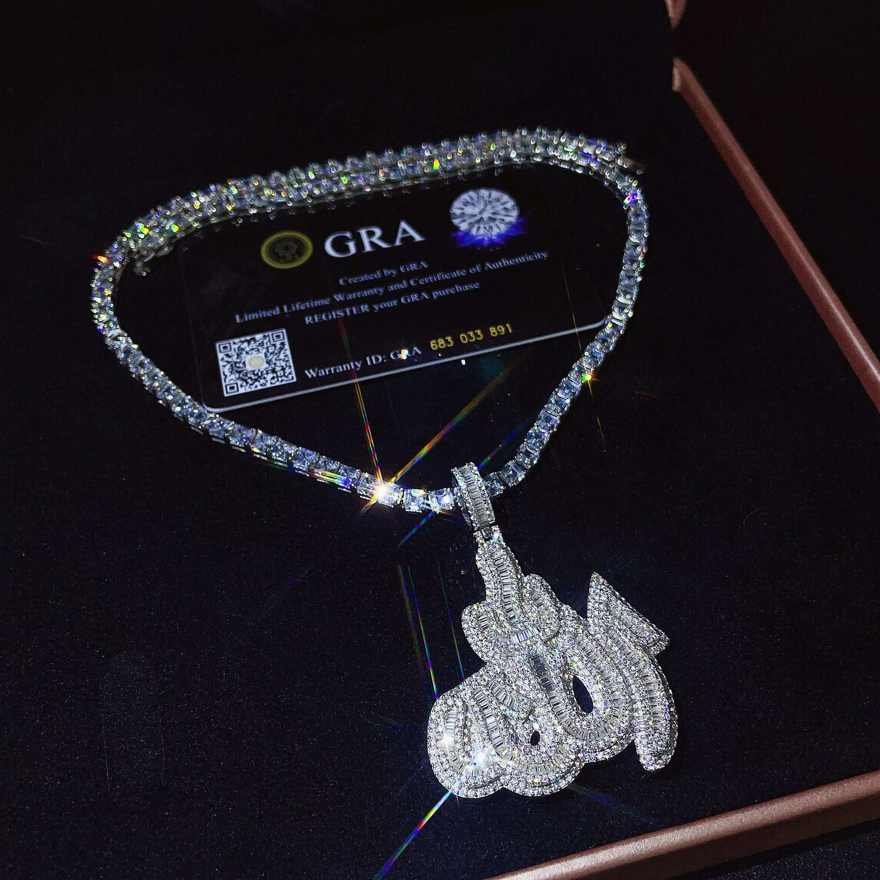 Hip Hop Jewelry VVS Moissanite Pendant Mens Necklace Pass Diamond Tester Iced Out Anchor Pendant