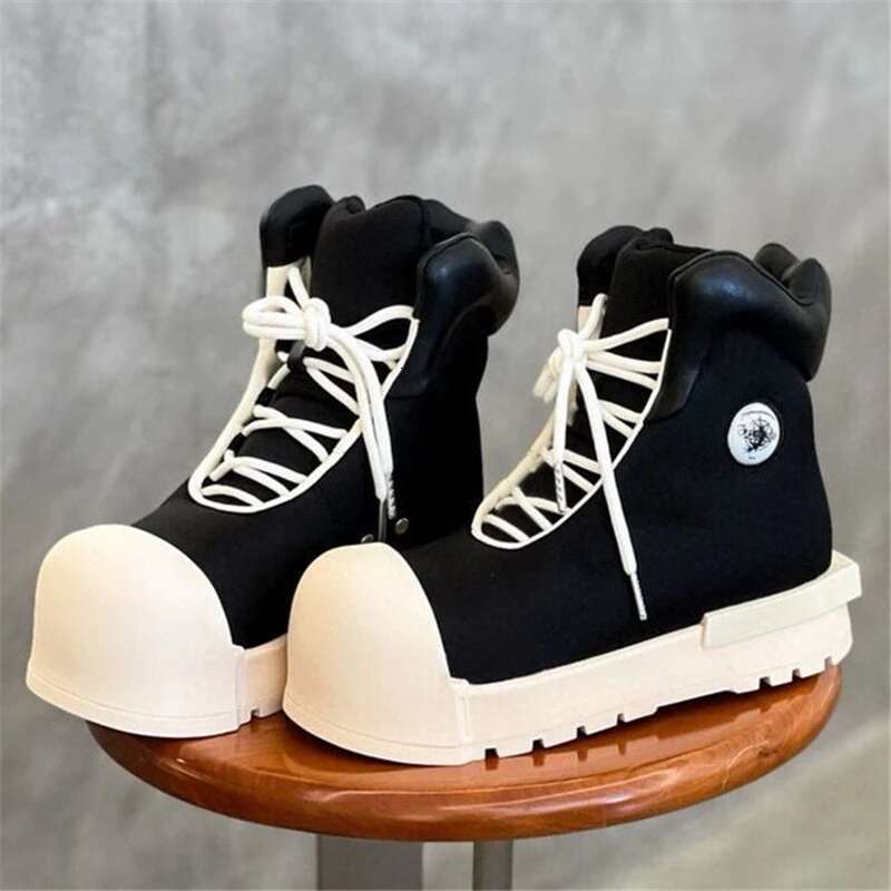 New Thick Bottom Platform Ankle Boots Fashion All Match Large Size Uinsex Casual Increasing Runway Sneakers High Top Shoes