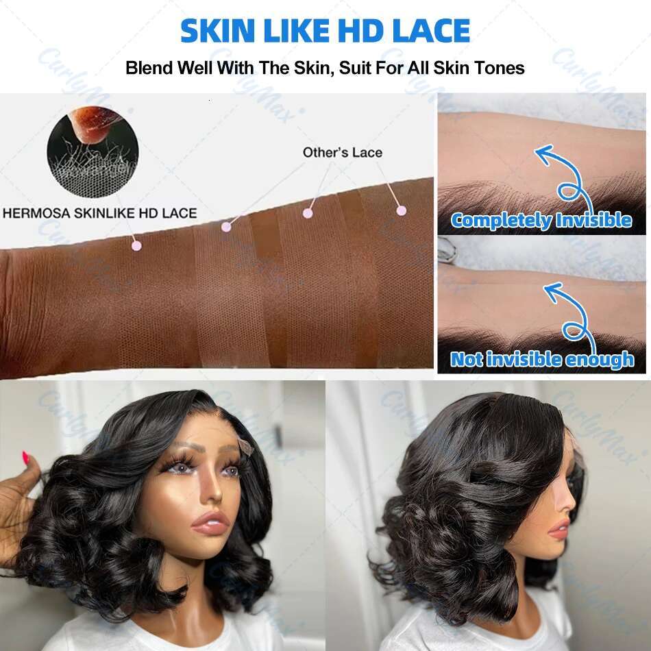 Luvin Brazilian Body Short Bob 13X4 13X6 HD Transparent Lace Front Human Hair Wigs 250% Water Wave 5X5 Closure Wig