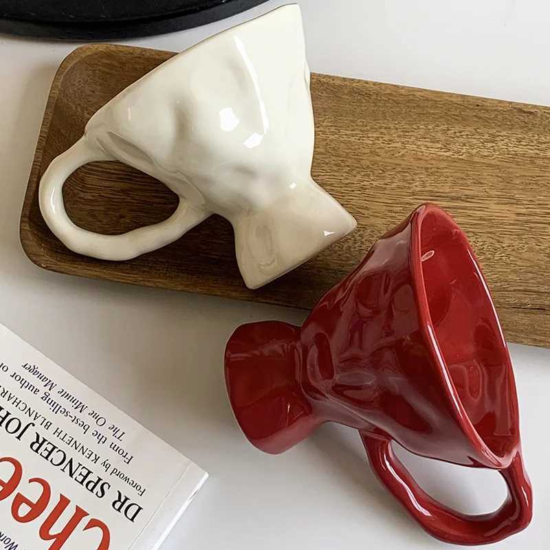 Nordic Ins Solid Color Goblets Mug Cup Ornaments Living Room Kitchen Ceramic Office Coffee Cup Craft Home Decoration Accessories Y251125