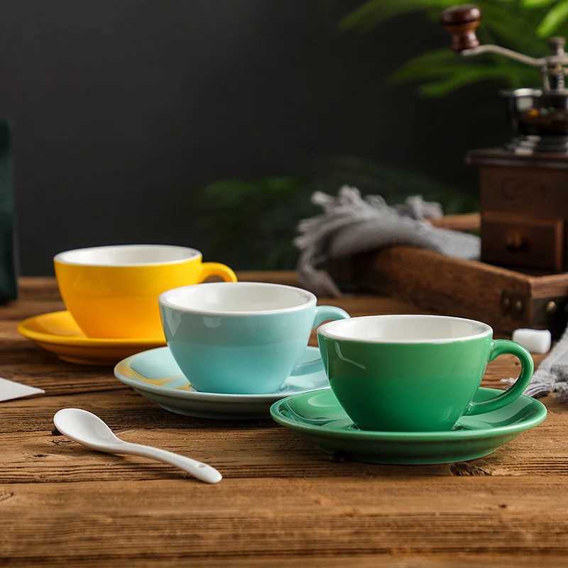 Creative Color 150ml Espresso Cup with Saucer Home Dessert Plate Tea Cup Couple Mug Gift Office Mug Tabletop Decoration Y251125