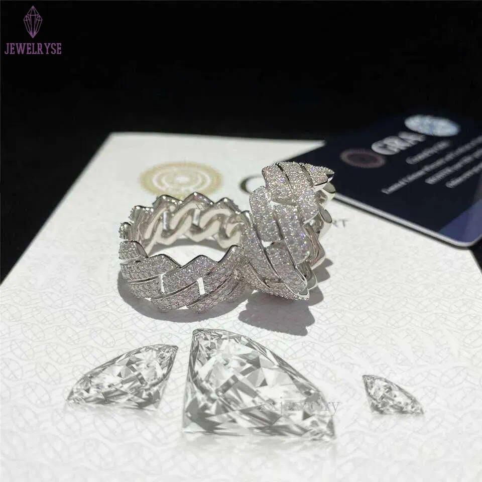 Band Custom Hip Hop Sterling Sier Vvs Moissanite Dia Rings Men Iced Out Ring Gold Plated Cuban