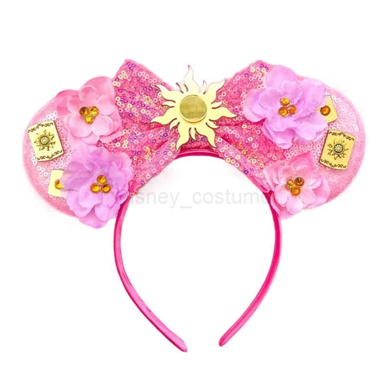 Disney Mickey Mouse Ears Moana Headband Girls Hook Bow Maui Hair Spiral Hook Hair Accessories Children Frangipani Flower Headband X250425