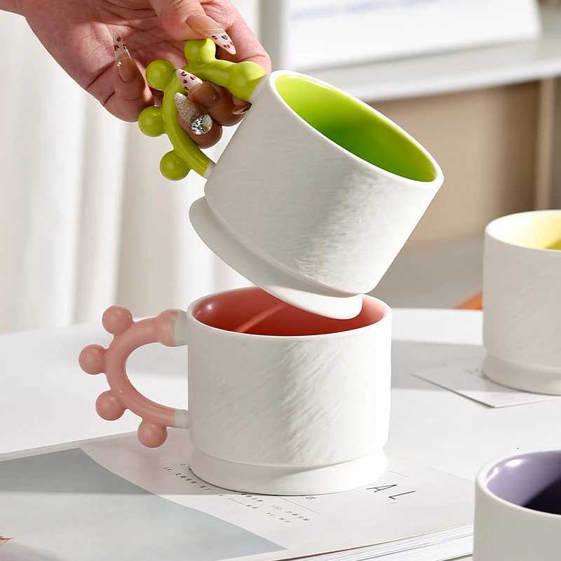 Stone Patterned Mug European Style Creative Handle Ceramic Matte Water Cup Household Office Latte Coffee Cups Kitchen Drinkware Y251125