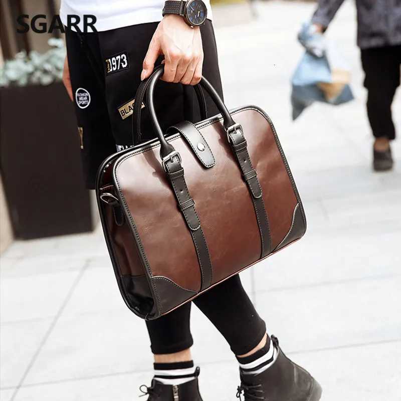 2023 The Classic Crazy Horse PU Leather Briefcase Mens Business Zipper Bags High Quality Messenger 14inch Laptop Office BagT251125