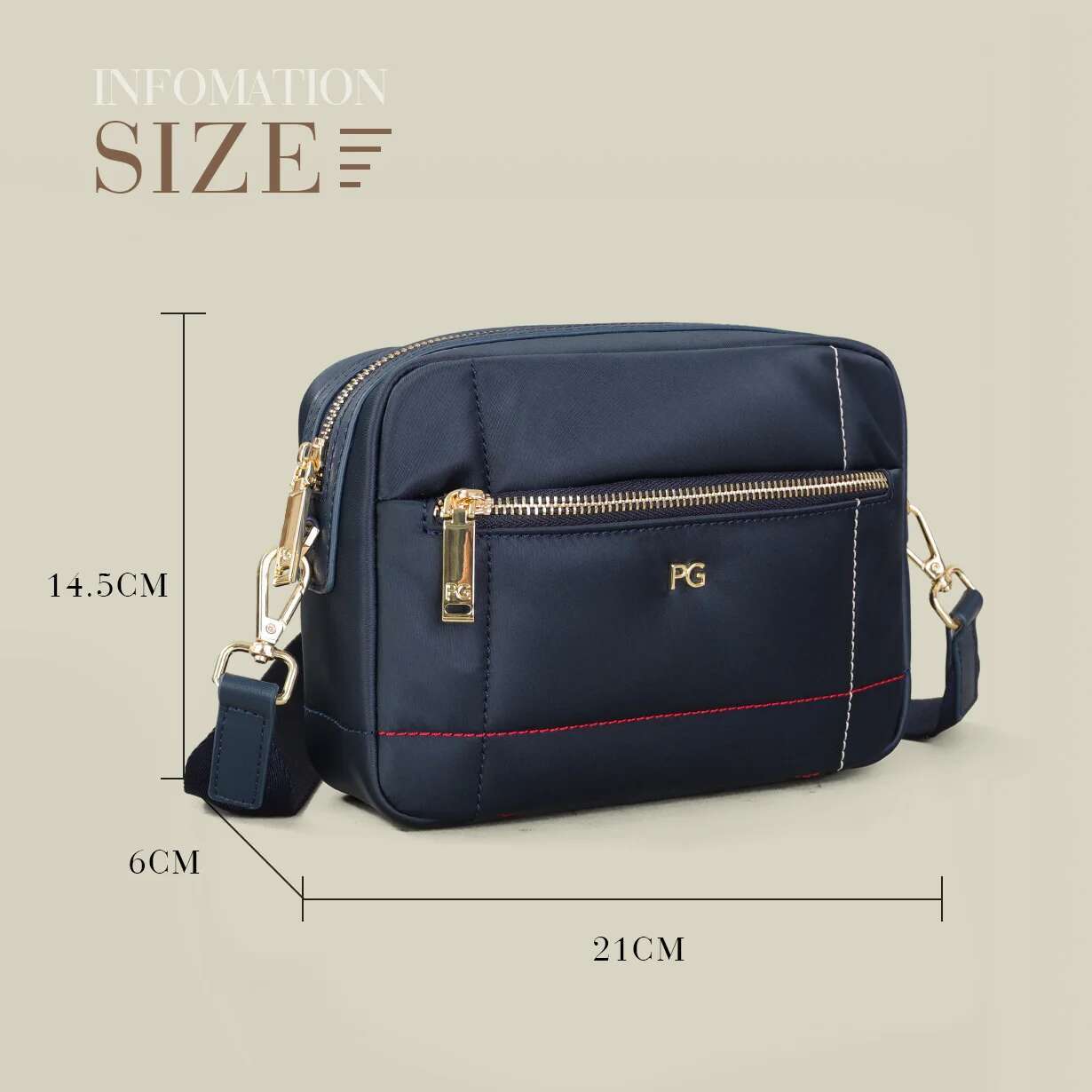 PG Nylon Fabric Multi-Functional Waterproof Folding New Design Fashion Square Crossbody Bag