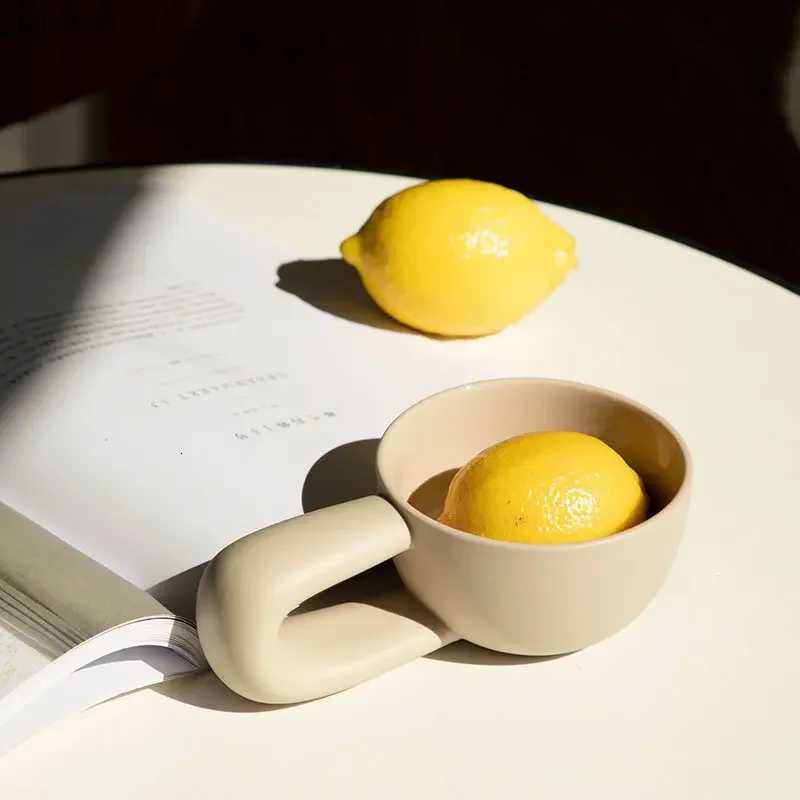 Beige Ceramic Mug with Handle Coffee Cup Office Afternoon Tea Mug Milk Mugs Juice Cups Water Cup Breakfast Cups Drinkware Y251125