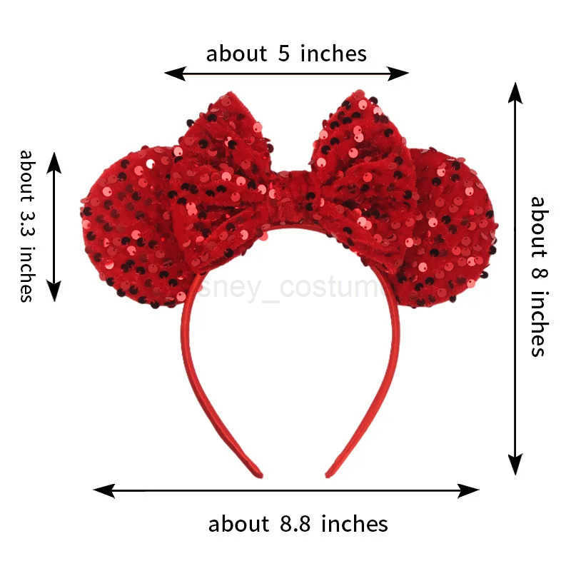 Disney Mickey Mouse Earband Headband with Colorful Scales and Shining Beads Bow Headband for Children Girls Hair Accessories Adult Hair X250425