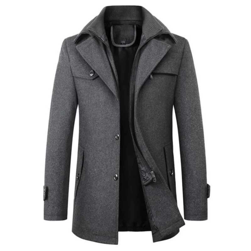 New 2025 Woolen Coat Mens Business Casual Fashionable Thickened Warm Extra Trendy Flow Fashion JacketT251125