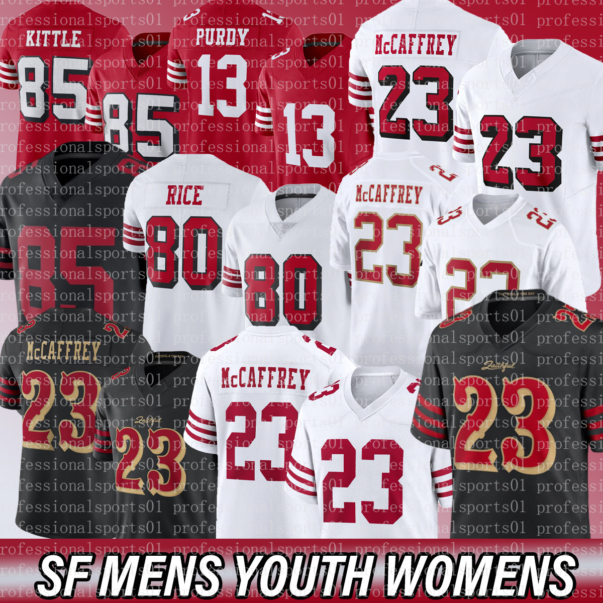 san franciscocity 49ersS jersey #13 Brock Purdy #23 Christian McCaffrey #85 George Kittle #54 Fred Warner Football Jerseys 49 Jersey