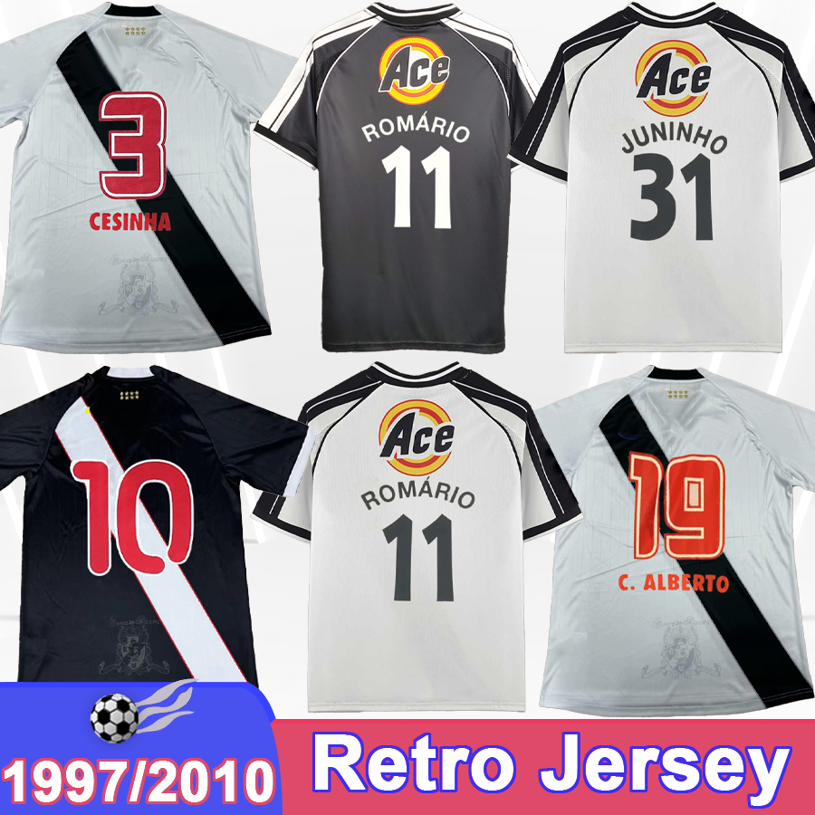 2000 Vasco da Gama Mens Retro Soccer Jerseys ROMARIO JUNINHO 2010 CESINHA C. ALBERTO vintage 97 98 Home Away Football Shirts Short Sleeve Uniforms