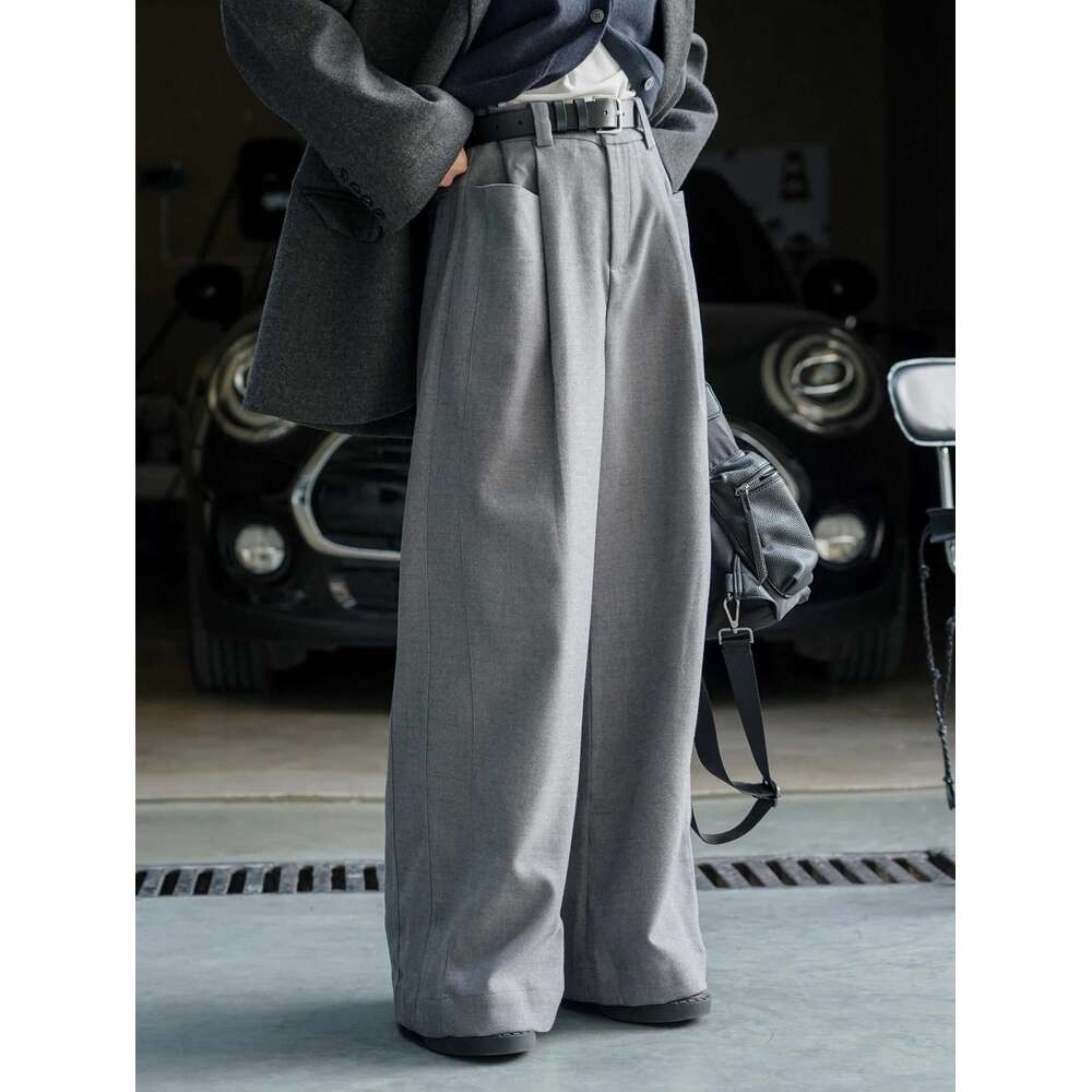 Autumn And Winter Women's Casual Solid Color High Waisted Loose Wide Leg Pants