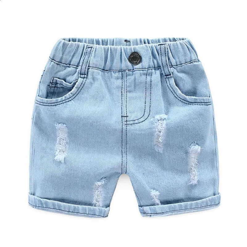 Summer boys denim shorts fashion hole childrens jeans Korean style casual beach pants 27 years 250414z