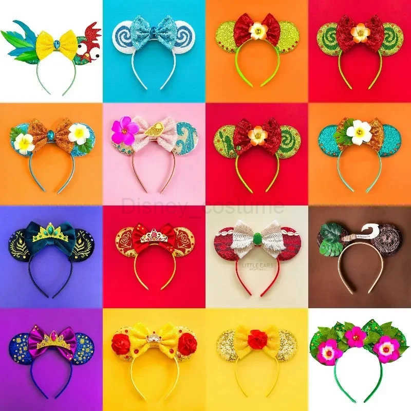 Disney Beauty and Beast Headband Girl Enchanting Rose Ears Hair Female Crown Bow Hair Accessories Children Bell Headband X250425