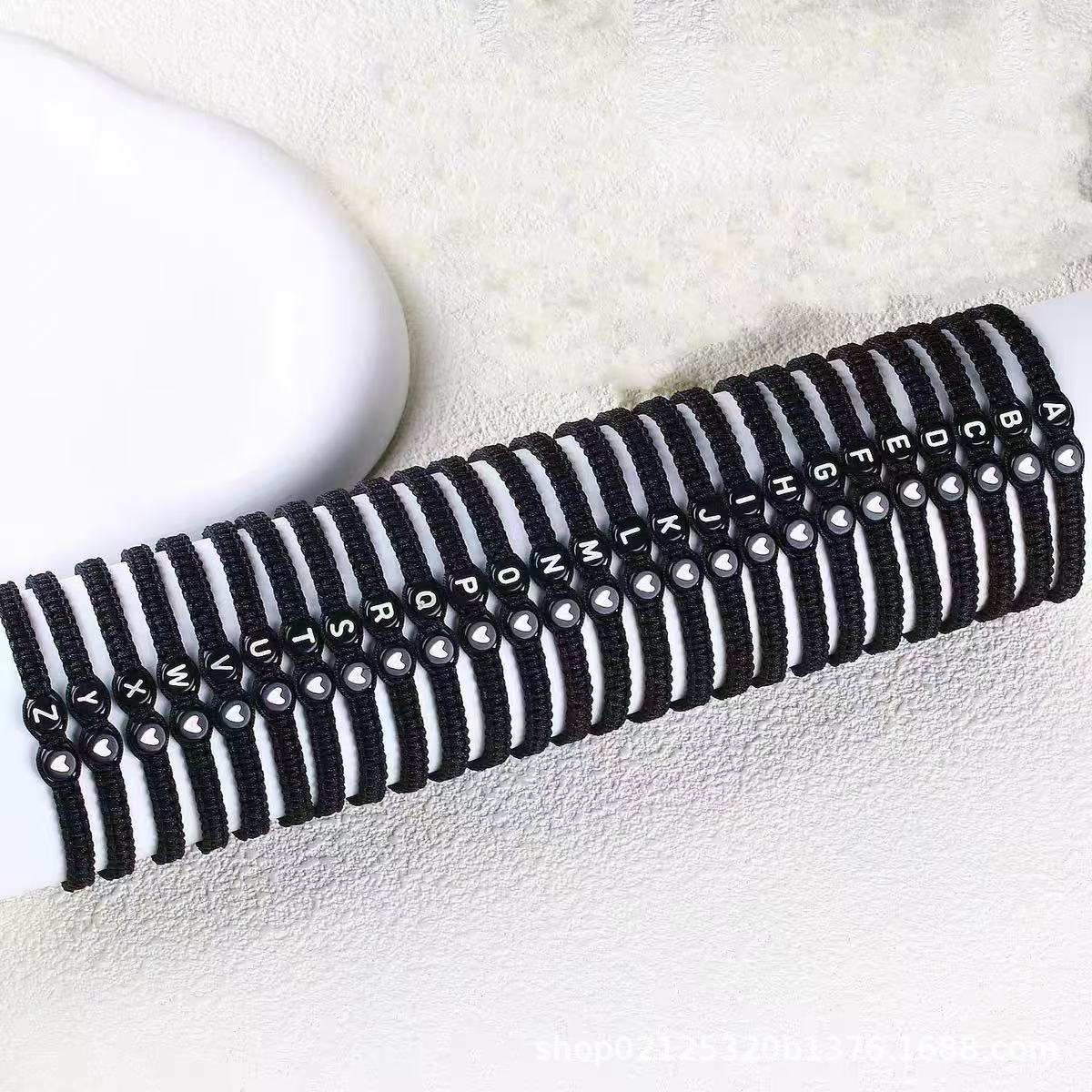 26 Letters Initial Heart Bracelets Handmade Adjustable A-Z Name Braided Bracelets For Women Men Friendship Jewelry Gifts