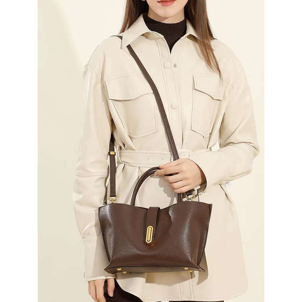 Designer Bag YANATARI Cowhide Genuine Leather Handbags Women Vintage Shoulder Female Bucket Bag High Quality 2025 Crossbody Bag